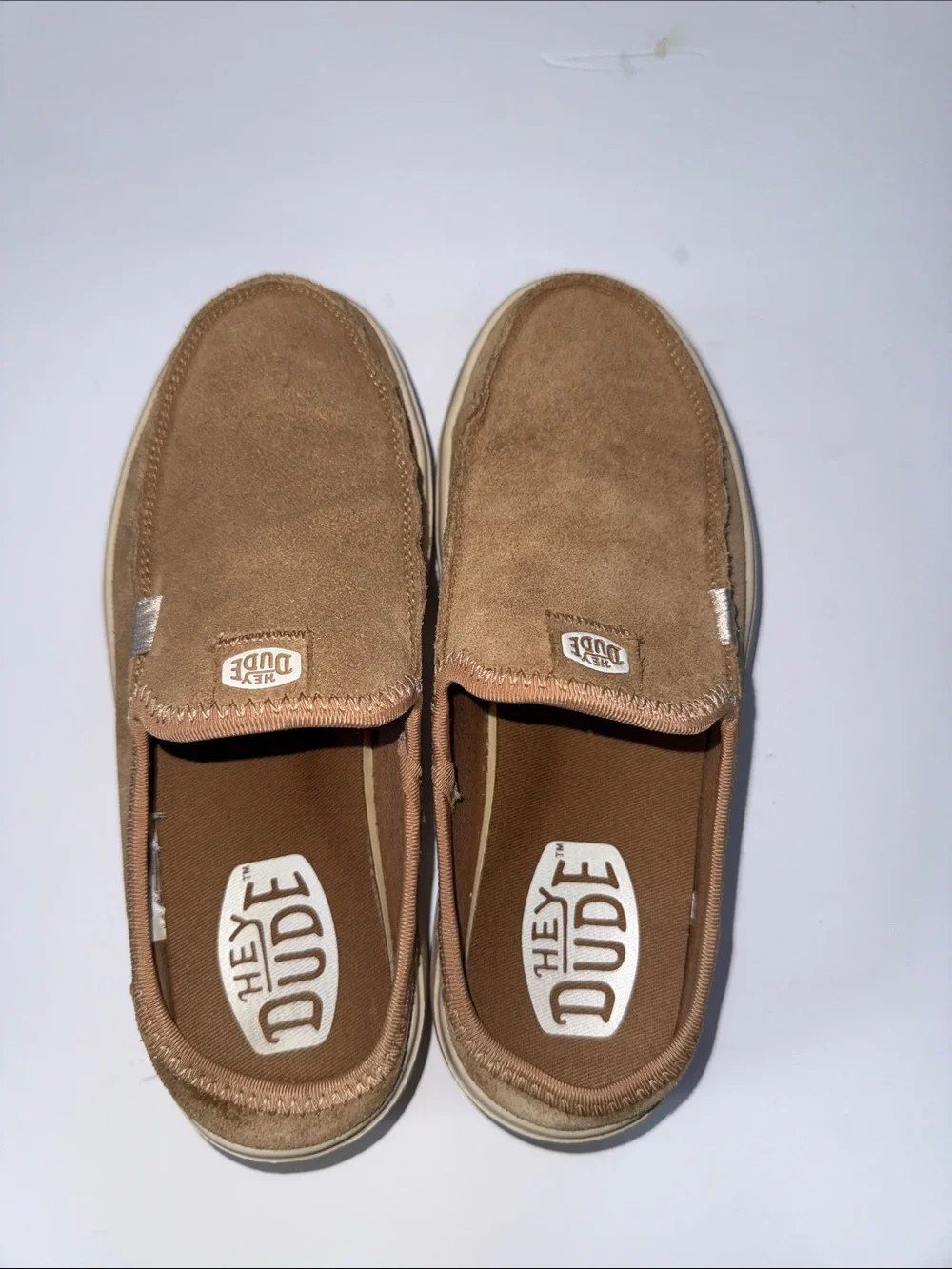 Hey Dude Men’s Casual Suede Slip-On Loafers in Tan/Brown